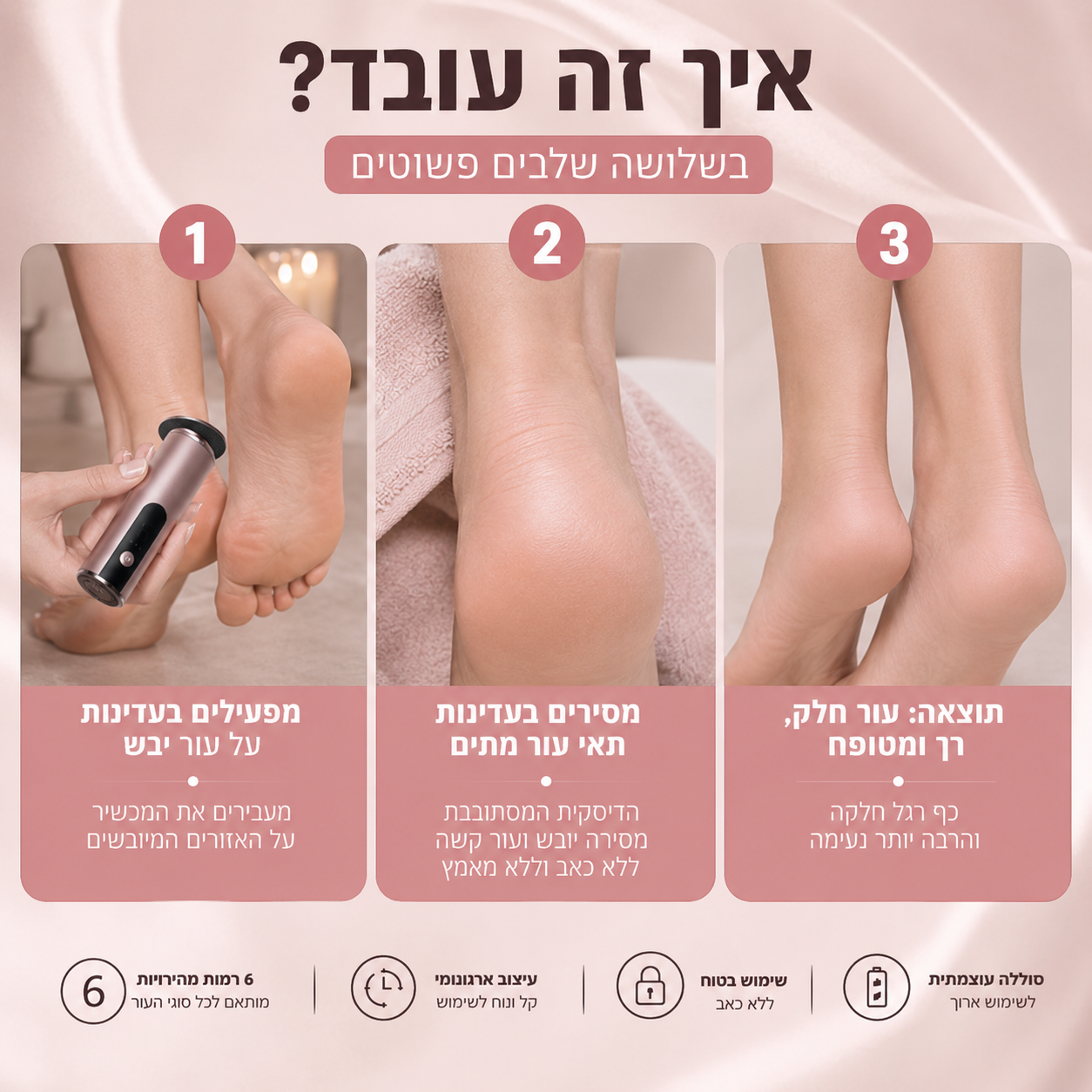 מכשיר הפדיקור הביתי להסרת עור יבש, סדקים וחספוס ALORA™