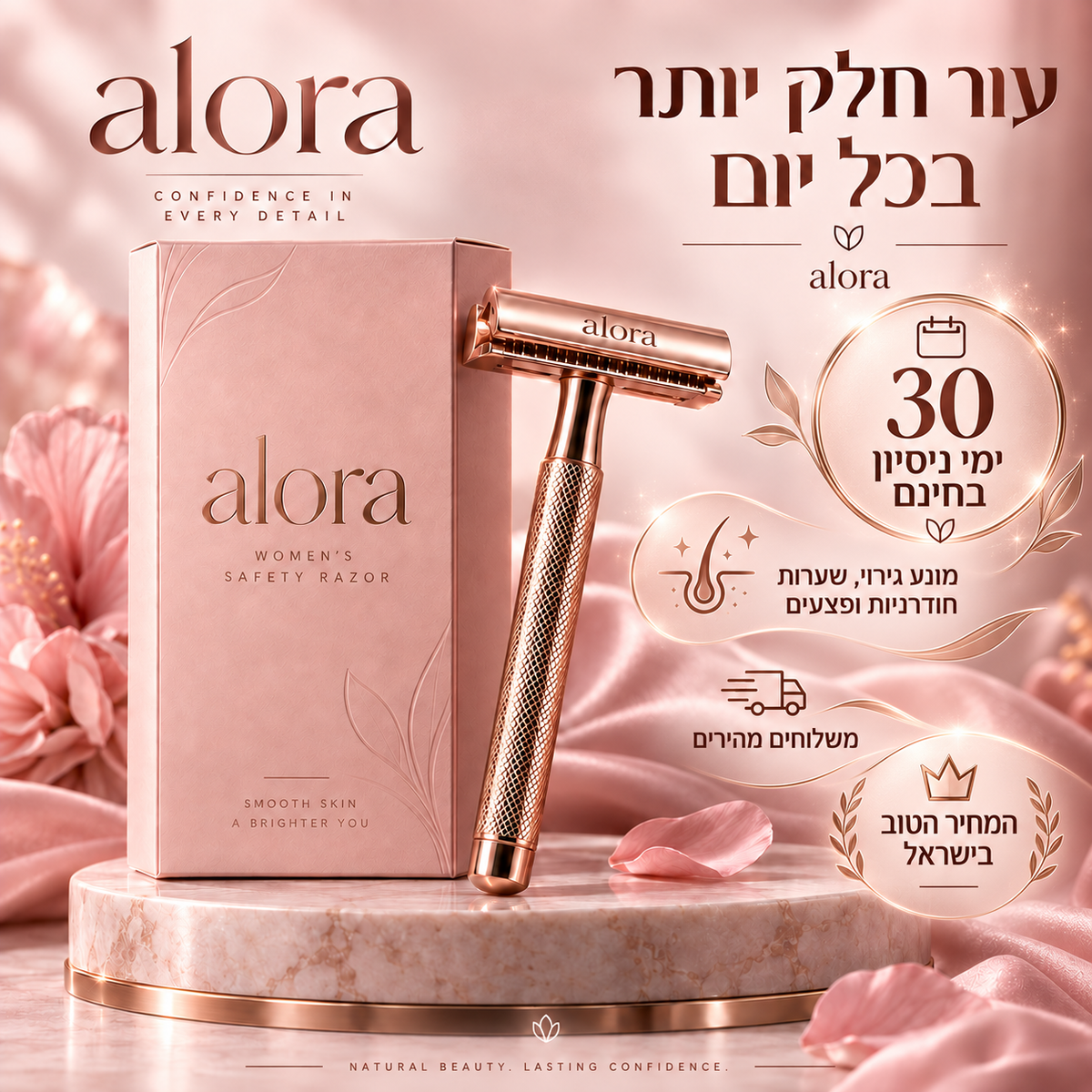 סכין גילוח למניעת גירוי, פצעים ושיער חודרני של ALORA™